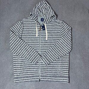 Johnnie-O Gray Striped Havana Full Zip Hoodie Jacket Sweatshirt Men's XL